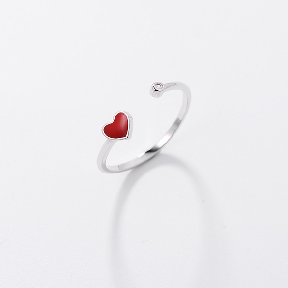 Enamel Heart Adjustable Ring