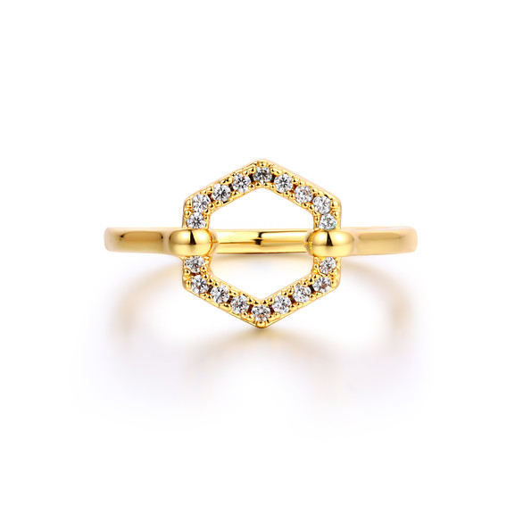 CZ Hexagon Ring